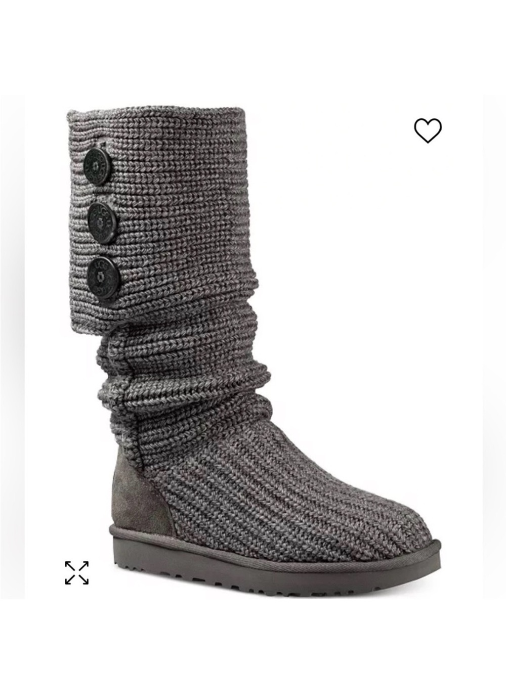 UGG Gray Knit Slouch Boot with Button Accent